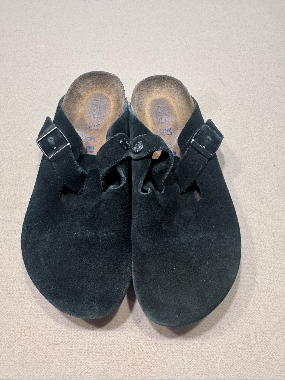 Birkenstock Boston Soft Footbed Clogs in black suede
